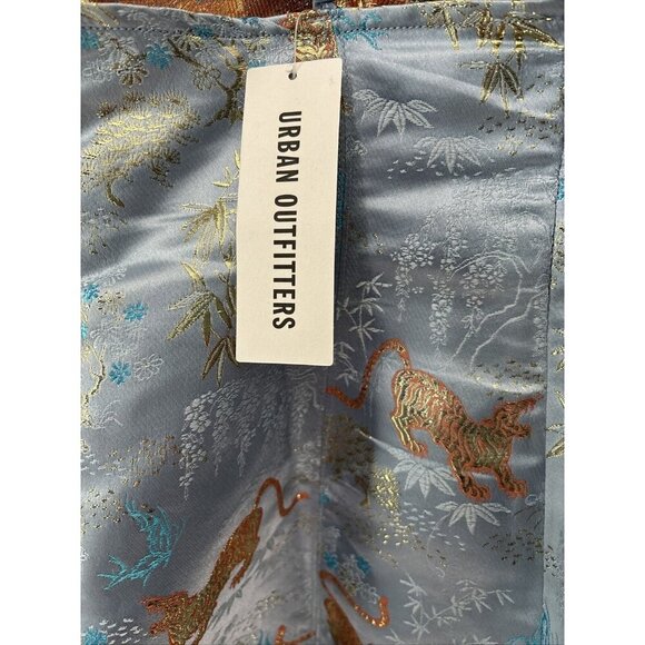 Urban Outfitters Womens M Asian Mini Dress Light Blue Satin Tiger - Picture 5 of 6